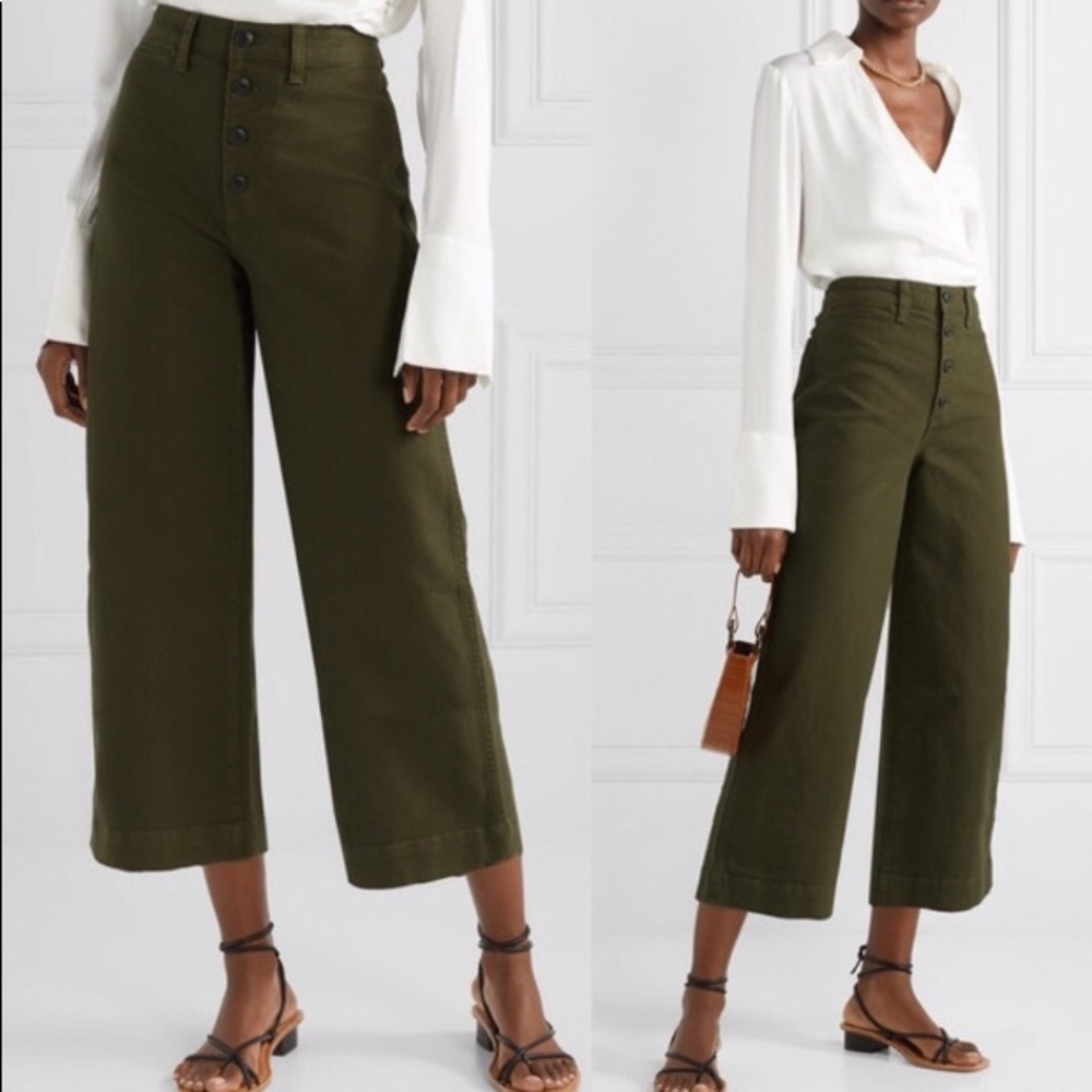 MADEWELL Emmett Wide Leg Crop Pant Army Green 30